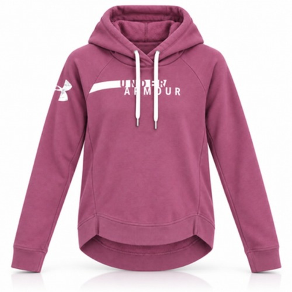 Under Armour Women's Small Pink ColdGear Fleece Hoodie Loose Fit Logo Pullover